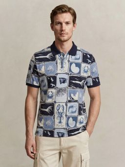 GANT - Blue Cotton Printed Polo T-Shirt