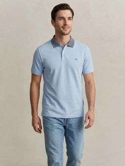 GANT - Blue Cotton Solid Polo T-Shirt