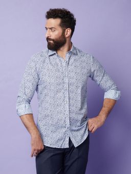 MR BUTTON - White Cotton Floral Shirt