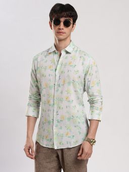 MR BUTTON - Multi-Color Cotton Linen Floral Shirt