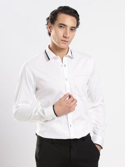 MR BUTTON - White Cotton Solid Shirt