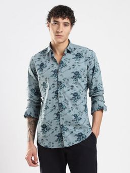 MR BUTTON - Blue Cotton Floral Shirt