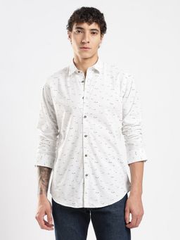 MR BUTTON - White Cotton Abstract Shirt