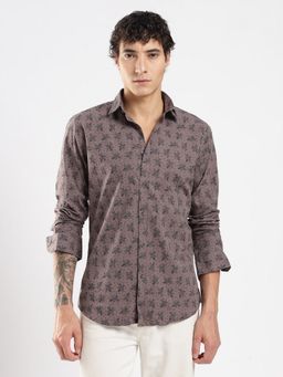 MR BUTTON - Grey Cotton Floral Shirt