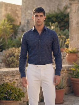 MR BUTTON - Blue Cotton Floral Shirt