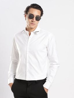 MR BUTTON - White Cotton Solid Shirt
