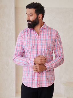 MR BUTTON - Pink Cotton Checks Shirt