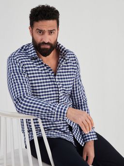 MR BUTTON - Blue Cotton Checks Shirt