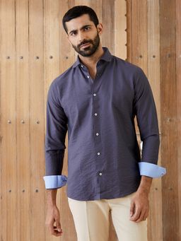 MR BUTTON - Grey Polycotton Solid Shirt
