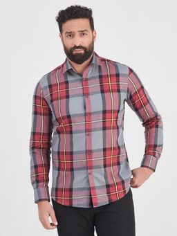MR BUTTON - Grey Cotton Checks Shirt