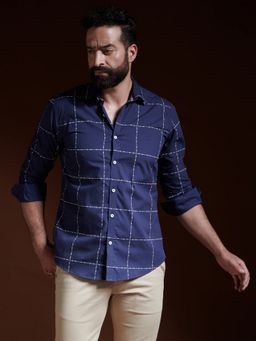 MR BUTTON - Blue Cotton Checks Shirt
