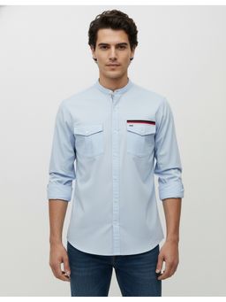 MR BUTTON - Blue Cotton Solid Shirt