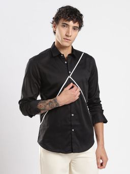 MR BUTTON - Black Cotton Printed Shirt