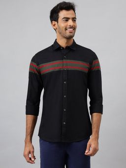 MR BUTTON - Black Cotton Stripes Shirt