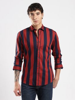 MR BUTTON - Blue Cotton Stripes Shirt