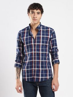 MR BUTTON - Blue Cotton Checks Shirt