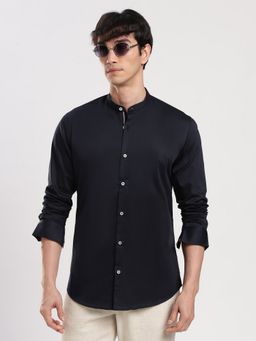 MR BUTTON - Blue Cotton Solid Shirt