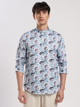MR BUTTON - White Cotton Floral Shirt