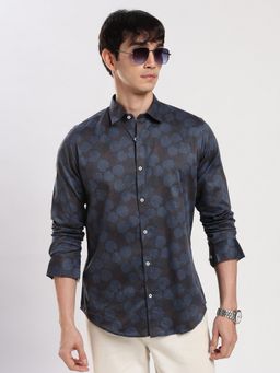 MR BUTTON - Blue Cotton Floral Shirt