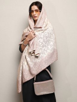 Libas - Beige Ethnic Motif Woven Design Shawl