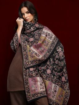 Libas - Navy Blue Ethnic Motif Woven Design Shawl