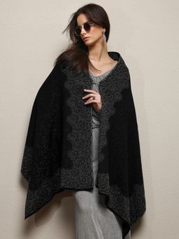 Libas - Black Ethnic Motif Woven Design Shawl