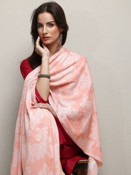 Libas - Peach Ethnic Motif Woven Design Shawl