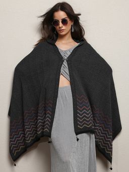 Libas - Grey Ethnic Motif Woven Design Shawl