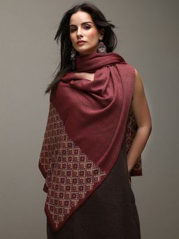 Libas - Red Ethnic Motif Woven Design Shawl