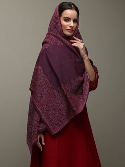 Libas - Purple Floral Woven Design Shawl