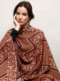 Libas - Maroon Ethnic Motif Woven Design Shawl