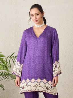 First Resort by Ramola Bachchan - Purple Mystic Printed Kurta