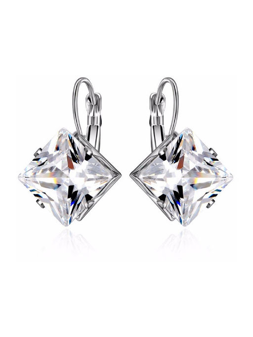 Fabula Silver Plated Square Cubic Zirconia Earrings
