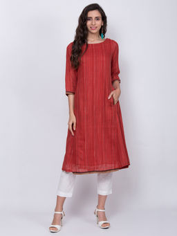 Biba - Red Striped Kurta