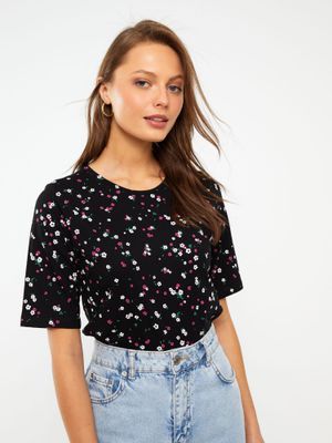 Buy LC WAIKIKI Black Printed Tshirt Online