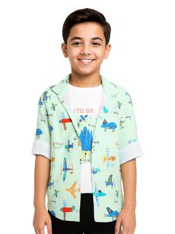 CAVIO - Green Cotton Printed Shirt and T-Shirt