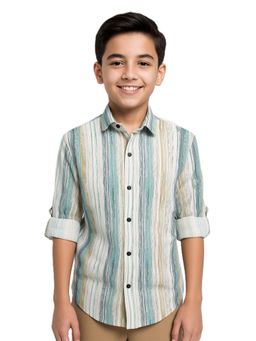 CHARCHIT - CAVIO Boys Green Stripes Shirt