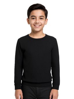 CAVIO - Boys Black Regular Fit Round Neck Sweatshirt