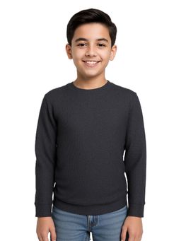 CAVIO - Boys Navy Blue Regular Fit Round Neck Sweatshirt
