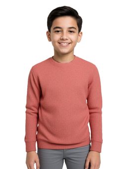 CAVIO - Boys Peach Regular Fit Round Neck Sweatshirt