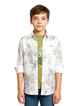 CAVIO - Boys Green Regular Fit Tie & Dye Full Sleeves Casual Shirt with T-Shirt
