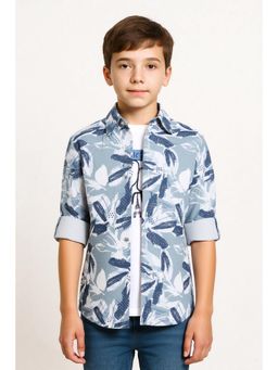 CHARCHIT - Navy Blue Blended Fabric Printed Shirt and T-Shirt