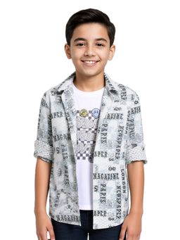 CHARCHIT - White Blended Fabric Printed Shirt and T-Shirt