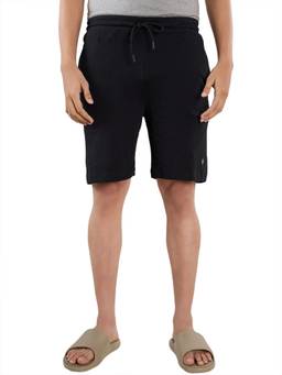 Sleepz by Raymond - Black Solid Pure Cotton Shorts