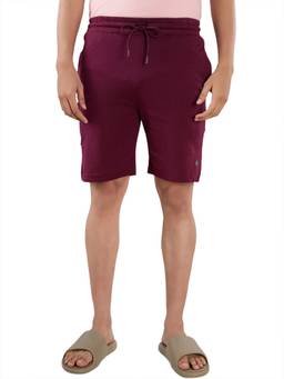 Sleepz by Raymond - Dark Maroon Solid Pure Cotton Shorts