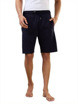 Sleepz by Raymond - Regular Fit Solid Navy Blue Shorts