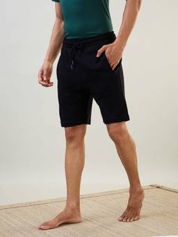 Sleepz by Raymond - Regular Fit Solid Black Shorts