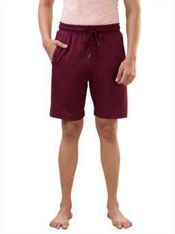 Sleepz by Raymond - Regular Fit Solid Dark Maroon Shorts