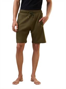 Sleepz by Raymond - Regular Fit Solid Dark Green Shorts
