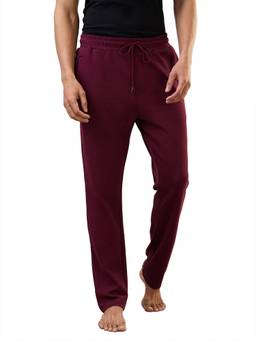 Sleepz by Raymond - Regular Fit Solid Dark Maroon Track Pant